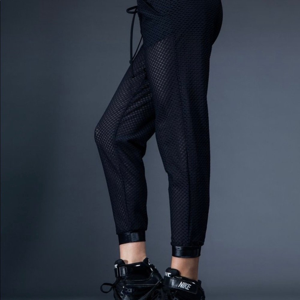 Women's Black Double Layer Mesh Jogger Pants